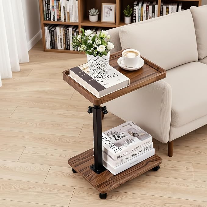 C Table End Table Adjustable Height, C Shaped End by BohodiyCShapedEndTable