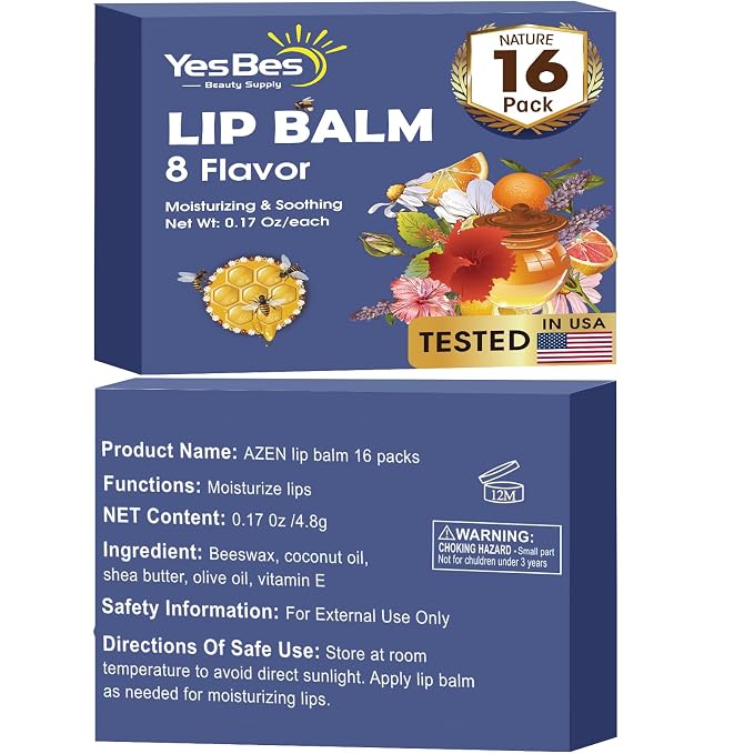 YesBes 16 Pack Lip Balm, Natural Lip Balm Bulk - Image 9