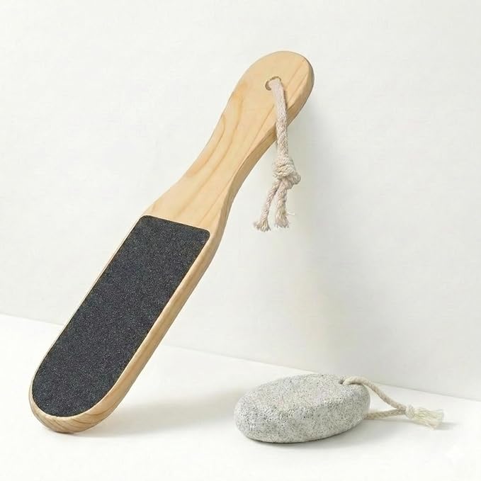 2-Piece Foot File and Pumice Stone Set, Wooden Callus Remover by GKINIKG