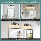 Ascher Bathroom Light Fixtures, 3-Light Vanity Light Over Mirror, Matte Black - Image 7