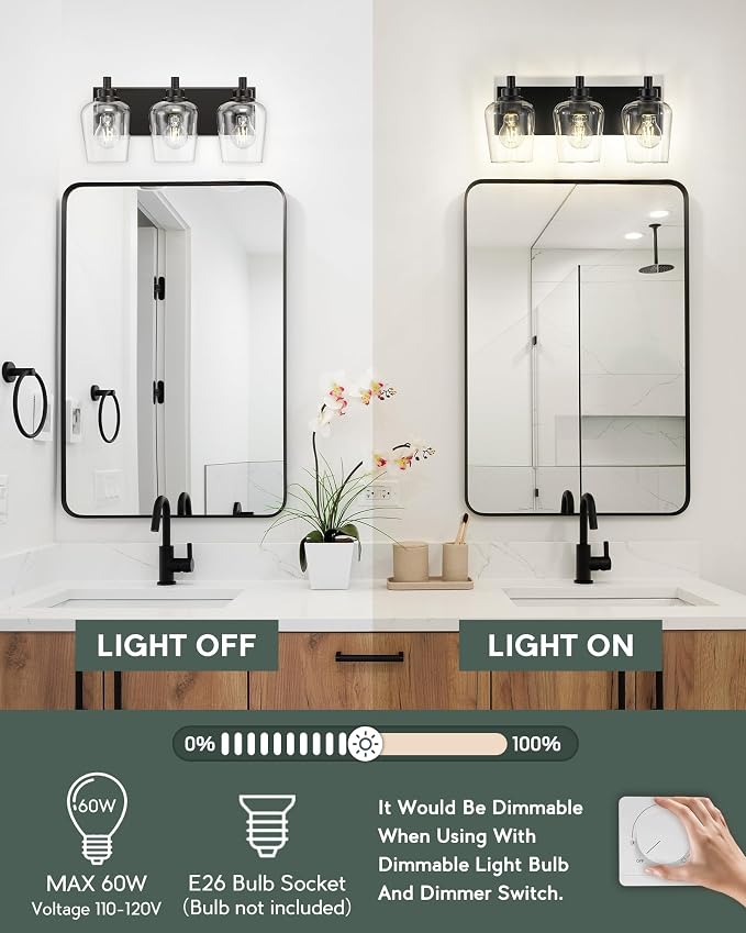 Bathroom Light Fixtures, 3-Light Modern Vanity Light - Image 2