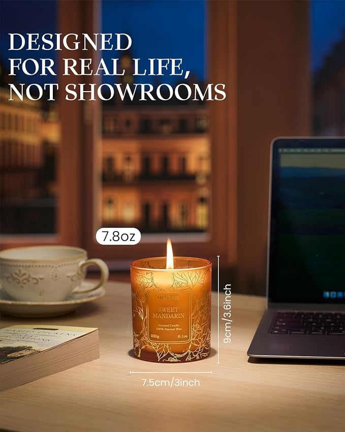 M&SENSE Sweet Mandarian Scented Vegan Soy Candles, No Toxin Refreshing Fragrance - Image 4