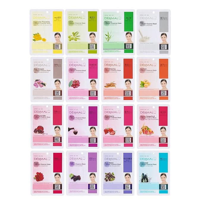 DERMAL Collagen Essence Sheet Mask 16 Combo Pack by DERMAL