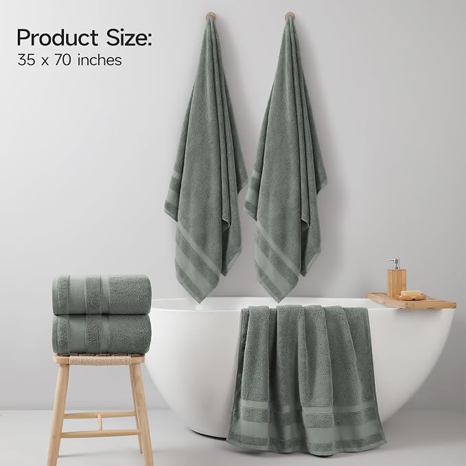 REDKISS 100% Cotton Bath Towels Set of 2, Extra Large Bath Sheets 35 X 70 Inches - Image 2