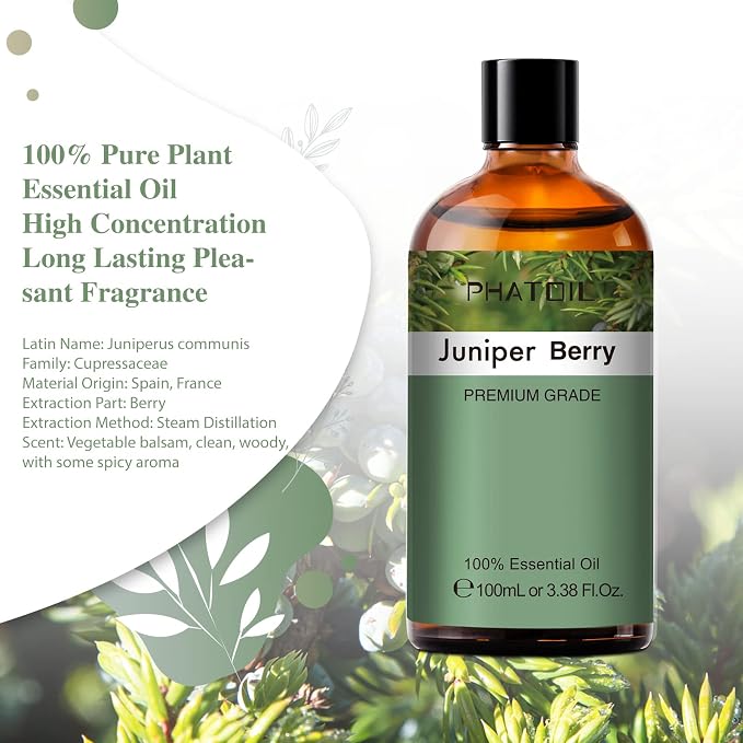 Juniper Berry 3.38fl.oz Essential Oil, PHATOIL Pure Aromatherapy Oils - Image 2