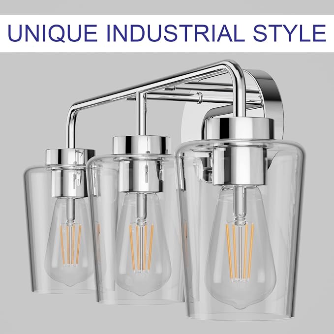 Tipace Modern Bathroom Vanity Lighting Fixtures 3-Lights Industrial Stainless - Image 4
