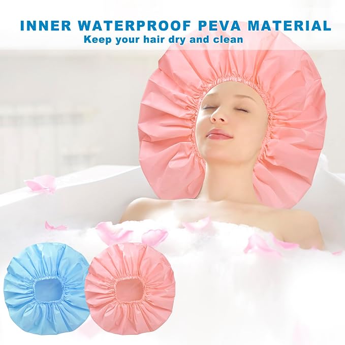 Jumbo Size Shower Cap 2 PCS Waterproof Shower Caps - Image 9