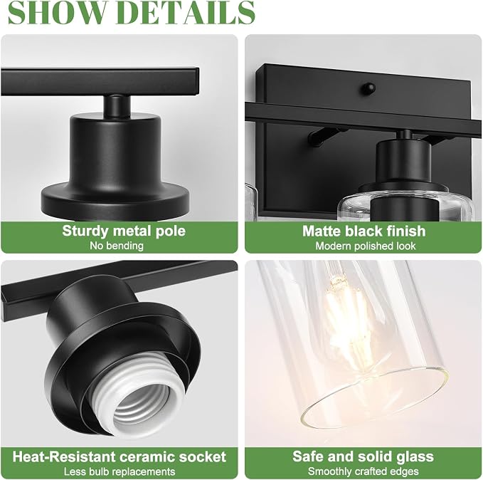 MOKATNG 3-Light Bathroom Light Fixtures, Vanity Light - Image 4