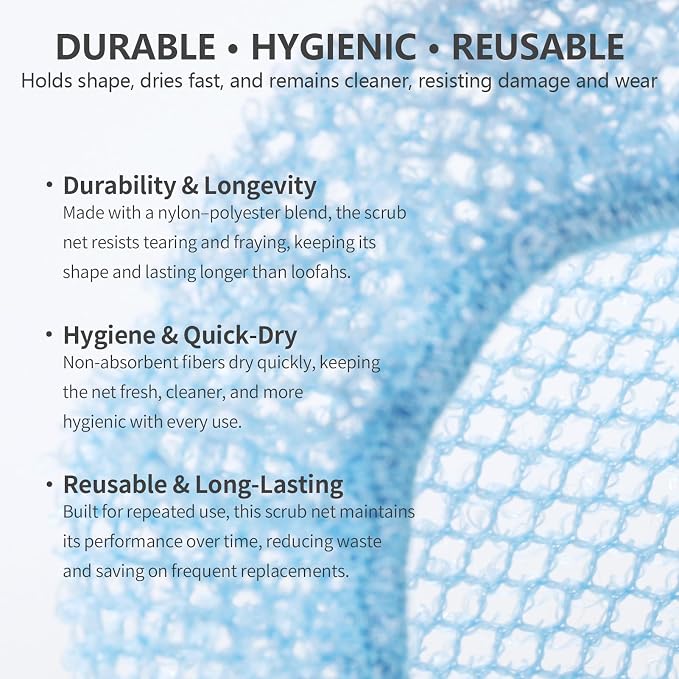 Silicone Body Scrubber & Scrub Nets, BEAUTAIL 4 Pack – Rich Foam and Exfoliation - Image 3