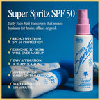 Vacation Super Spritz SPF 50 Face Mist, Daily Face Sunscreen Spray, Clean & - Image 2