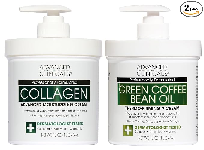 Advanced Clinicals Unscented Collagen Body Cream & Face Moisturizer + Green by AdvancedClinicals