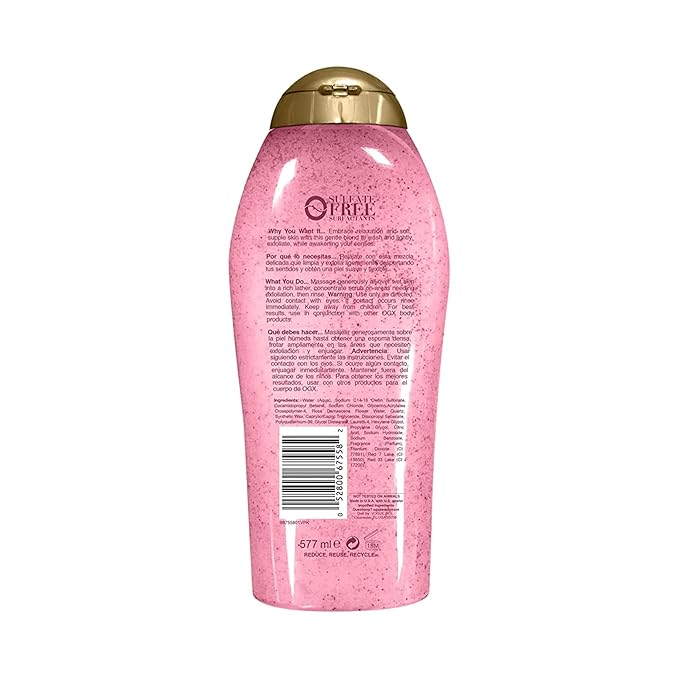 OGX Sensitive + Rose Water & Pink Sea Salt Exfoliating Body Scrub + Rose Quartz - Image 6