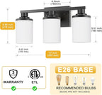 L LOHAS LED Black Bathroom Light Fixtures, 3-Light Vanity Light Over Mirror - Image 3