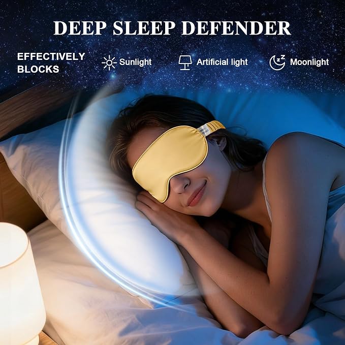Silk Sleep Mask, Eye Mask for Sleep Women Men, Mulberry Sleeping Mask - Image 6