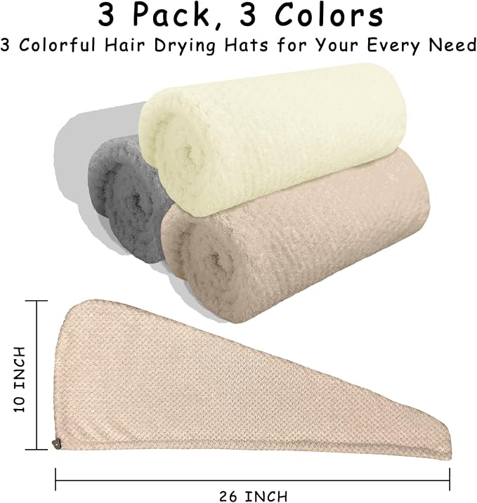 3 Pack Microfiber Hair Towel Wrap - Image 2
