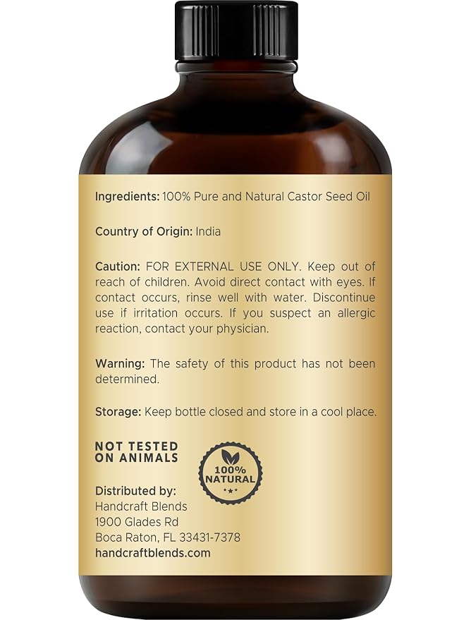 Handcraft Blends Cold-Pressed Jamaican Black Castor Oil 4 Fl Oz | Glass Bottle - Image 3