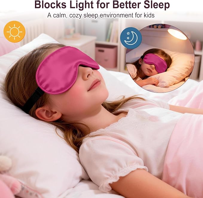 Kids Sleep Mask, Kids Eye Mask for Boys Girls, Kid Silk Eye Masks - Image 5