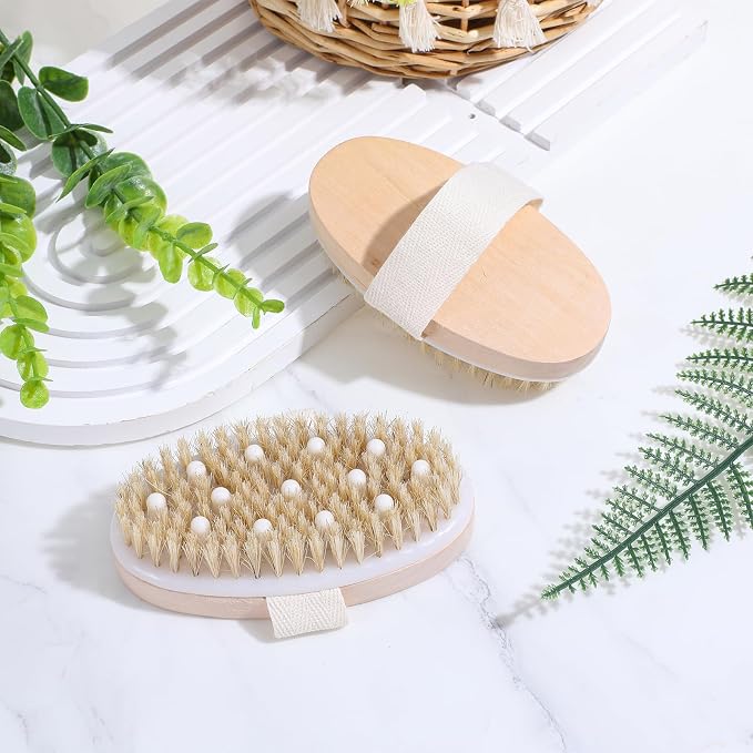 Sibba 10 Pack Dry Brushing Body Brush, Natural Bristle Exfoliating Brush - Image 4
