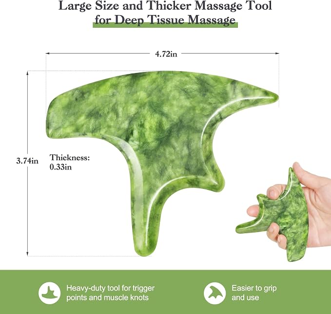3 PCS Jade Stone Gua Sha Massage Tool Large Guasha Board - Image 2