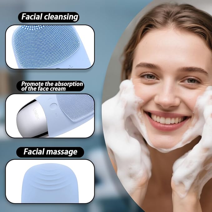 Facial Cleansing Brush, 3-in-1 Electric Silicone Face Scrubber, Vibrating - Image 3