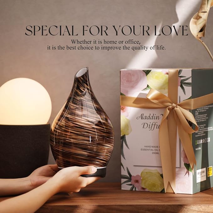 Porseme 280ml Essential Oil Diffuser Glass Color Changing Aroma Air Diffusers - Image 6