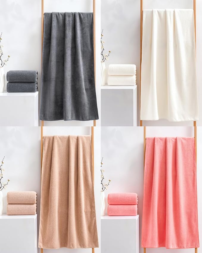 Lumimi Towel Set of 8 Very Soft Microfiber 4 Bath and 4 Hand Towels Quick Dry - Image 6