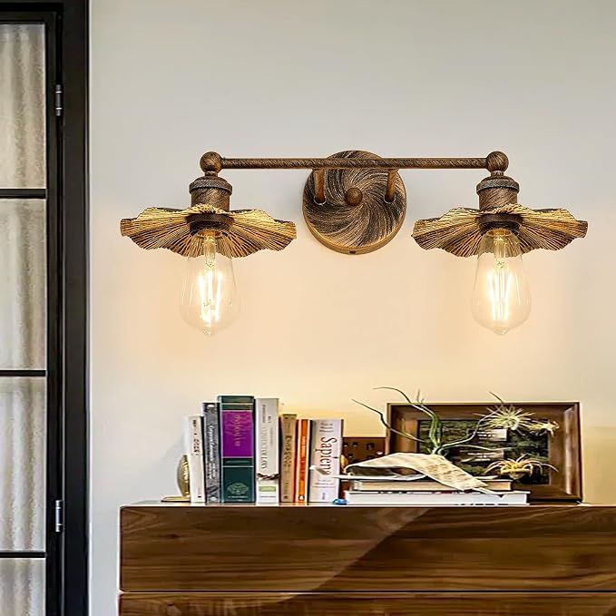 ZGLAOJT 2 Light Vintage Vanity Light Oil Rubbed Bronze Bathroom Light Fixtures - Image 8