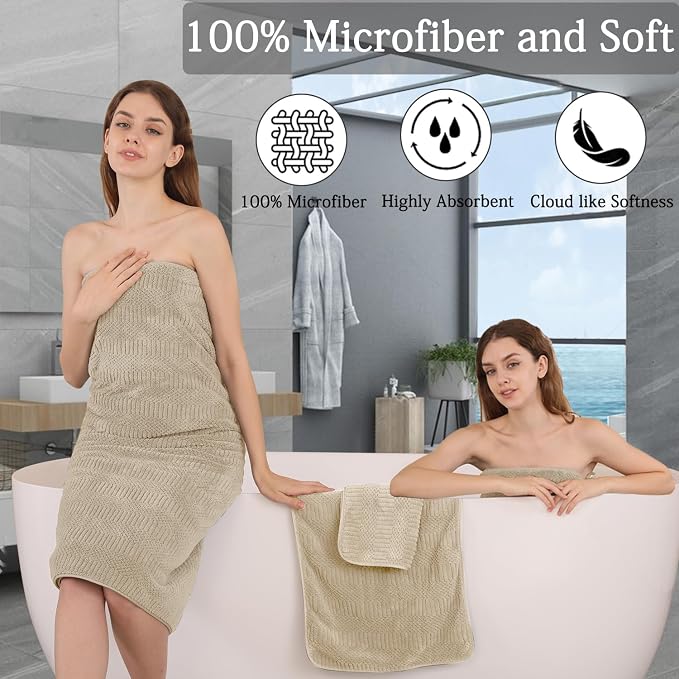 Ycosy 4 Pack Extra Large Microfiber Bath Towels Set, 35x70 inches, Less Lint - Image 4