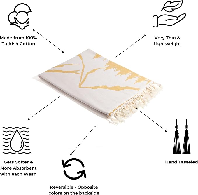 InfuseZen Turkish Towel with Mountain Landscape – 100% Organic Turkish Cotton - Image 2
