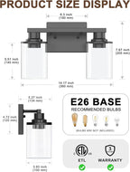 L LOHAS LED 2-Light Black Bathroom Light Fixtures, Modern Lighting Fixtures - Image 5