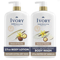 Ivory Hand & Body Lotion + Body Wash Bundle, Vanilla Scent, 24hr Moisturizing & by Ivory