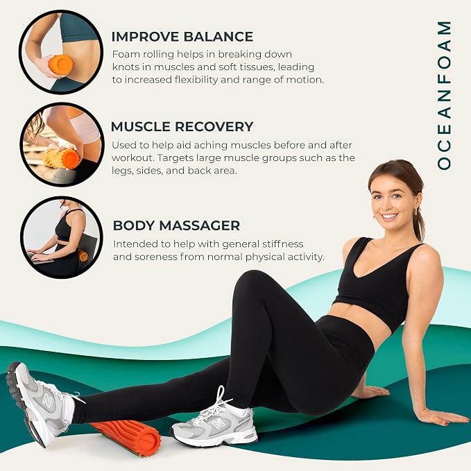 Oceanfoam Ripple Travel Foam Roller Firm Mini Foam Roller - Image 6
