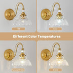 1 Piece Vintage Wall Sconce, 1-Light Brushed Gold Finish Wall Sconce - Image 8