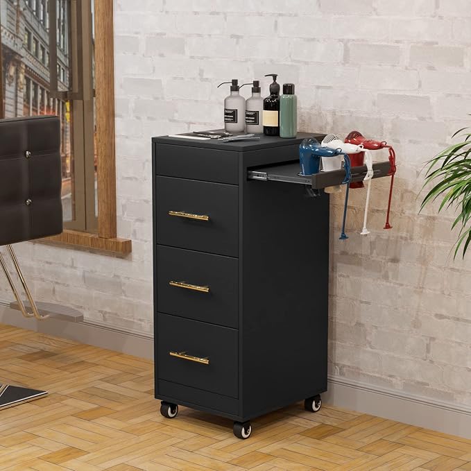 Salon Trolley Cart with Wheels, 3-Drawer Rolling Hair Styling Station, Mobile - Image 6