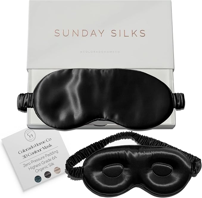SUNDAYSILKS™ 3D Contoured Silk Sleep Mask | Padded Silk Eye Mask by ColoradoHomeCo