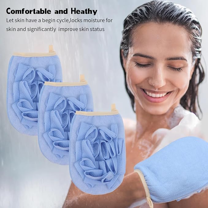 3 Pack Bath Loofah Body Sponge Brushes Loofah Exfoliating Glove Bath Shower - Image 4