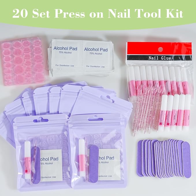 Press On Nail Tool Kit with Everything, Bebbtiy Nail Prep Tool Disposable - Image 5