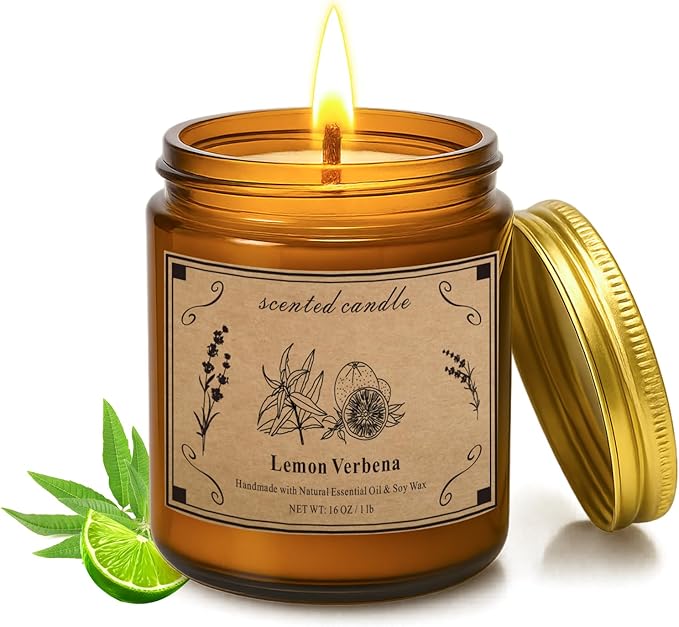 Scented Candles for Home, 16oz Large Jar Scented Candle – Lemon Verbena Soy Wax by Unknown