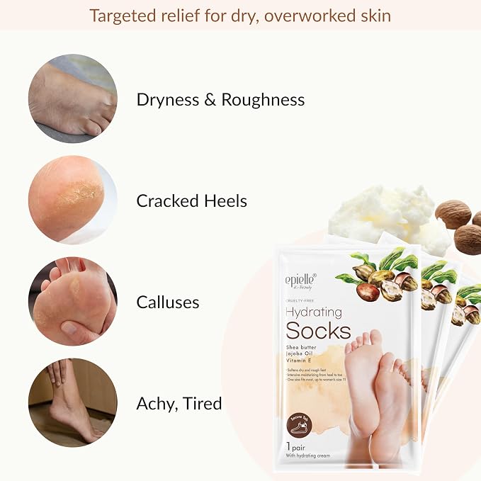 Epielle Hydrating Foot Mask 6 Pairs, Relieve and Soften - Image 4