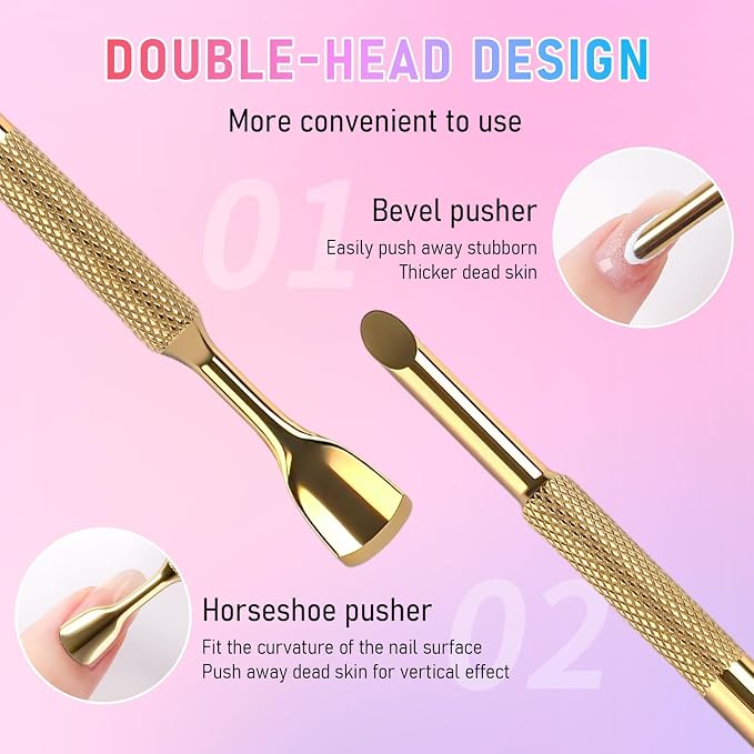 Pre-Treatment Cuticle Pusher, Dual Ended Cuticle Remover Russian Prep Nail - Image 4