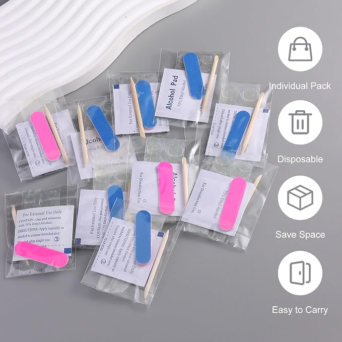SUTOKAKA 20Pcs Press On Nail Tools Kit, Disposable 4-in-1 Nail Prep Application - Image 3
