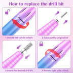 Nail Drill Professional, 45000 RPM Rechargeable Electric Nail File Kit - Image 4