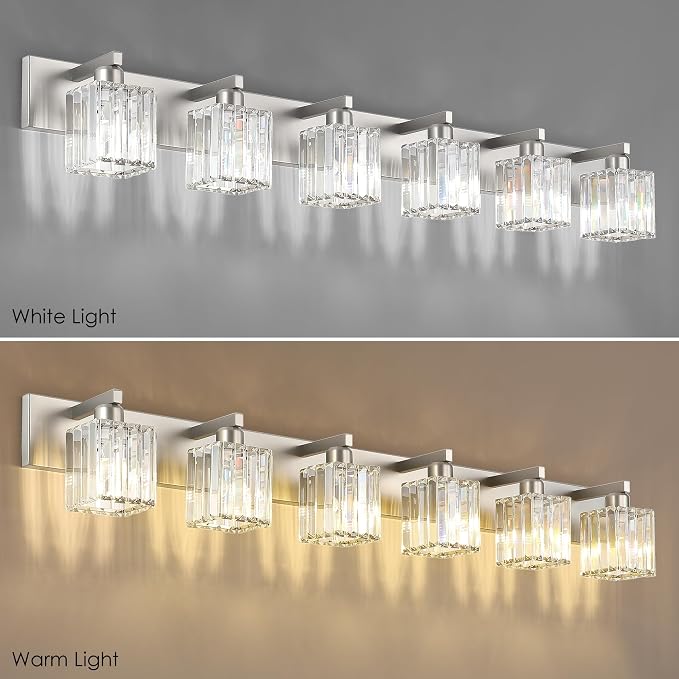 Aipsun Brushed Nickel Bathroom Light Fixtures 6 Light Vanity Lighting Fixture - Image 7