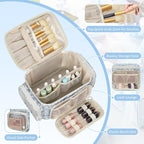 Makeup Bag with Multi-Pockets, Travel Cosmetic Bag with 2 Transparent Side - Image 3