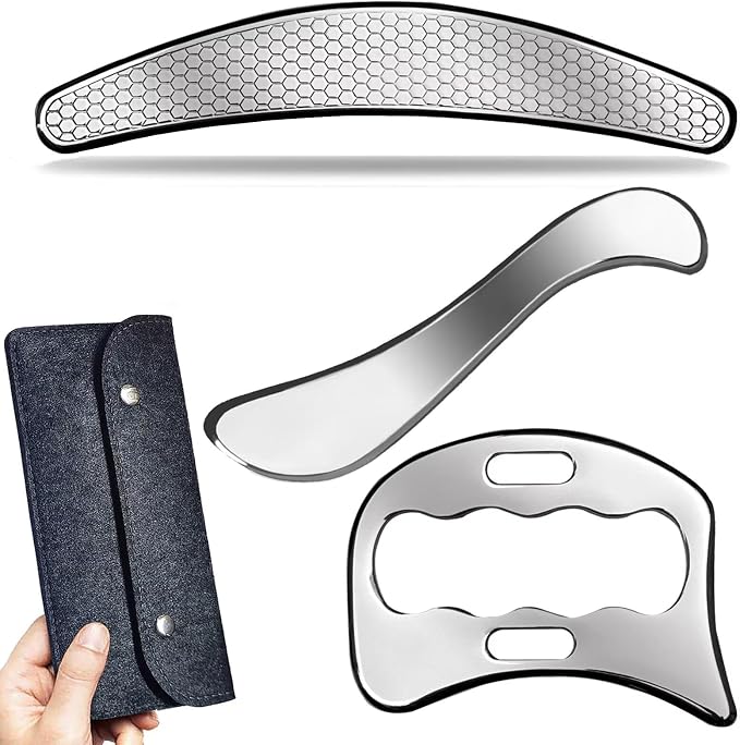 3 in 1 Professional IASTM Massage Tool Set, Stainless Steel Muscle Scraper by GYXCOELEIASTMTOOL