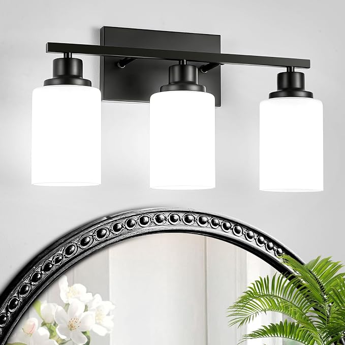3-Light Black Bathroom Light Fixture Over Mirror, Modern Farmhouse Vanity Light by HCCZLighting