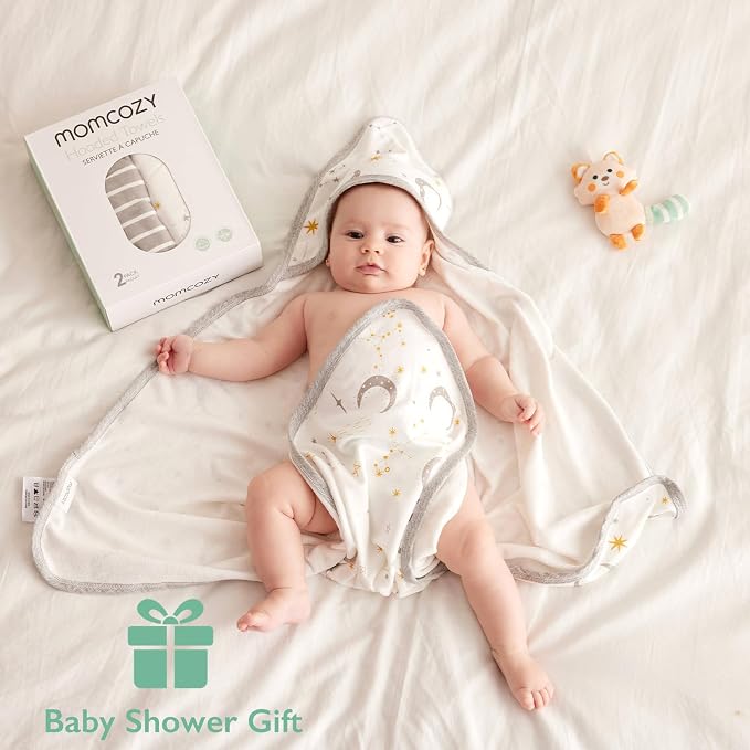 Momcozy Hooded Baby Towel, 2 Pack Baby Bath Towel - Image 4