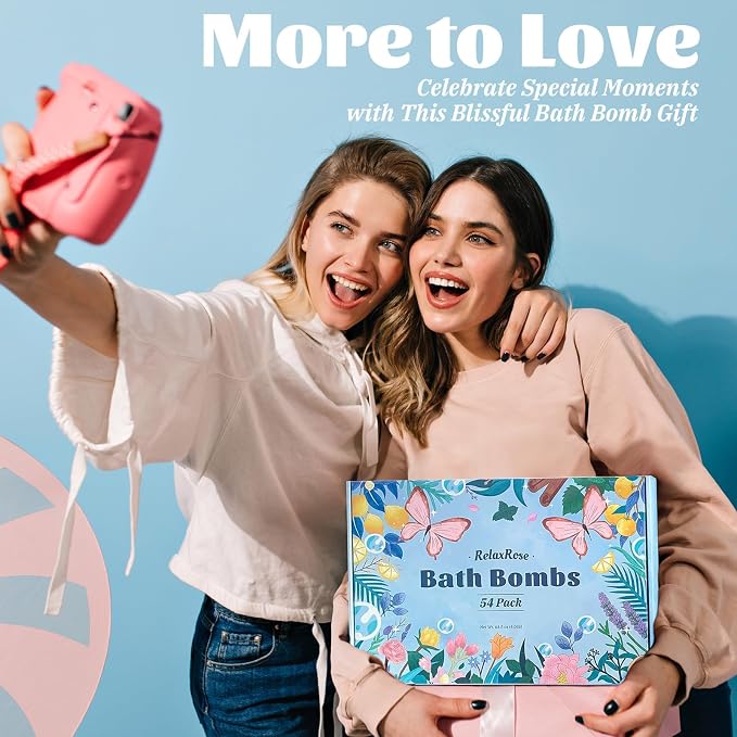 54 Pack Handmade Bath Bombs – 11 Vibrant Colors & 9 Unique Scents, Long-Lasting - Image 5
