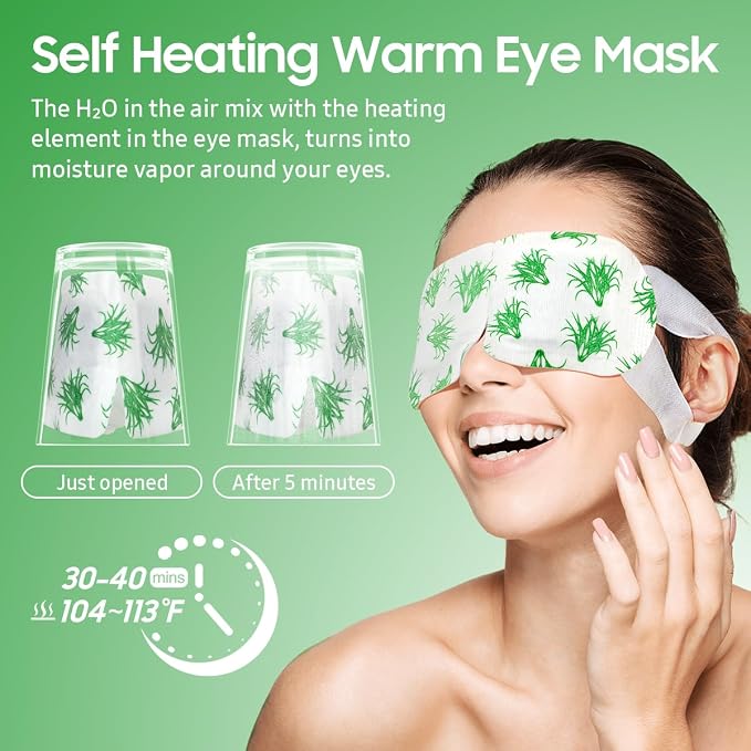BeHoomi Steam Eye Mask, Self Heating Disposable SPA Warm Compress - Image 5