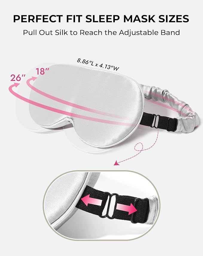 SilkSilky 100% 22 Momme Mulberry Silk Sleep Mask – Upgraded 3D Contoured Eye - Image 4